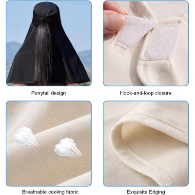 HUAMULAN Women Wide Brim Ponytail Sun Hat UV Protection HUAMULAN Women's Wide Brim Ponytail Sun Hat with UV Protection