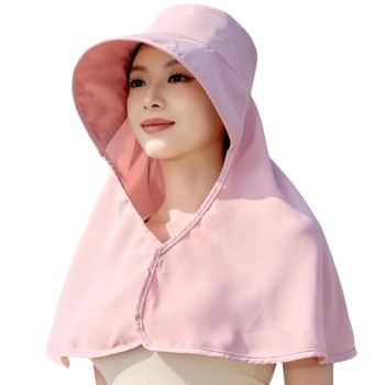 HUAMULAN Women’s Wide Brim Sun Hat Ponytail UV Protection Neck Flap Packable Summer Safari Fishing Hat Pink