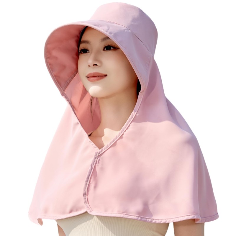 HUAMULAN Women’s Pink Wide Brim Sun Hat with Ponytail and UV Protection