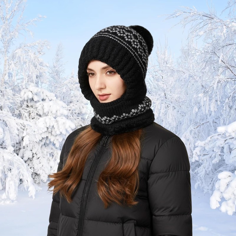 Women's 3-in-1 Fleece Lined Balaclava Ski Snow Hat Scarf Mask Women's 3-in-1 Fleece Lined Balaclava Ski Snow Hat Scarf Mask