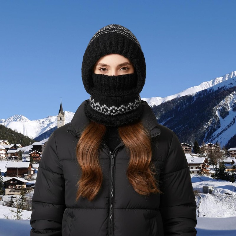 Women's 3-in-1 Fleece Lined Balaclava Ski Snow Hat Scarf Mask Women's 3-in-1 Fleece Lined Balaclava Ski Snow Hat Scarf Mask