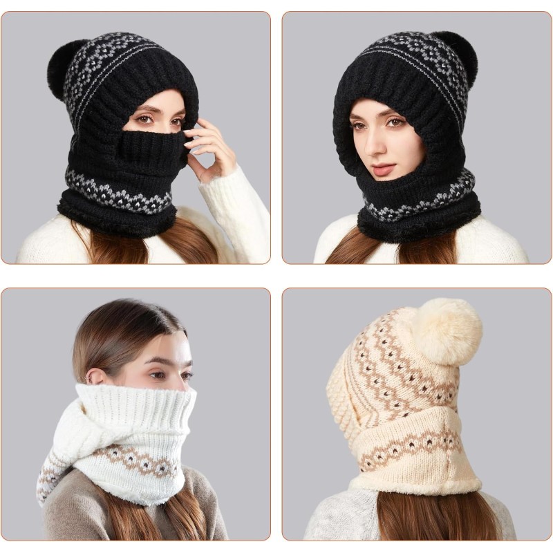 Women's 3-in-1 Fleece Lined Balaclava Ski Snow Hat Scarf Mask Women's 3-in-1 Fleece Lined Balaclava Ski Snow Hat Scarf Mask
