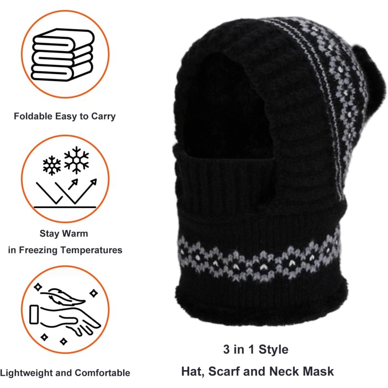 Women's 3-in-1 Fleece Lined Balaclava Ski Snow Hat Scarf Mask Women's 3-in-1 Fleece Lined Balaclava Ski Snow Hat Scarf Mask