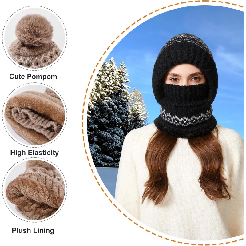 Women's 3-in-1 Fleece Lined Balaclava Ski Snow Hat Scarf Mask Women's 3-in-1 Fleece Lined Balaclava Ski Snow Hat Scarf Mask