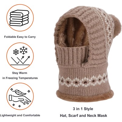Women’s Fleece Lined 3-in-1 Cold Weather Ski Balaclava Hat Khaki One Size Women's Fleece Lined 3-in-1 Ski Balaclava Hat Khaki One Size