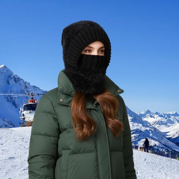 Women’s Fleece Lined 3-in-1 Balaclava – Winter Ski Hat Neck Scarf, Cold Weather One Size