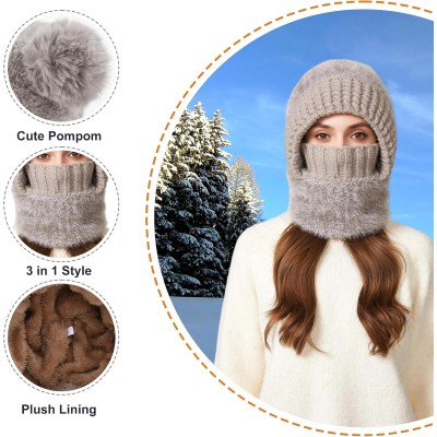 Gray Women's Fleece Lined 3-in-1 Balaclava Ski Beanie Women's gray fleece lined windproof 3-in-1 balaclava ski beanie
