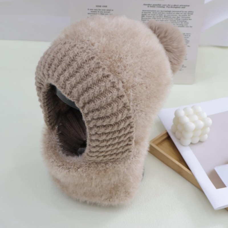 Women’s Khaki 3-in-1 Warm Balaclava Ski Beanie Neck Scarf Khaki Women’s 3-in-1 Balaclava Ski Beanie Neck Scarf for Cold Weather