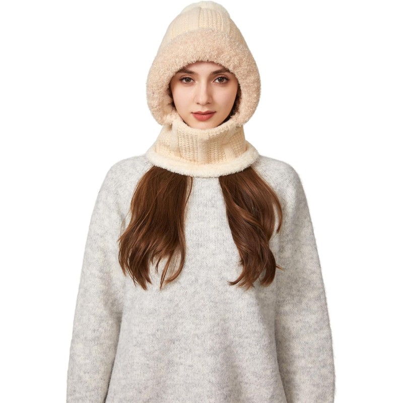 HUAMULAN Women’s Beige 3-in-1 Fleece Balaclava for Ski Snow Sports