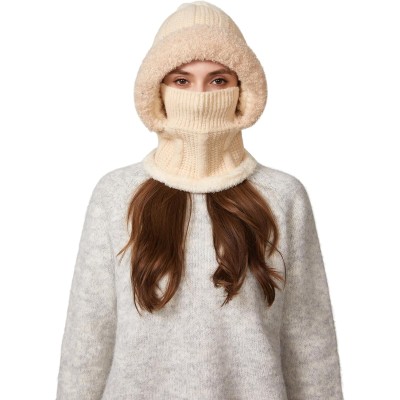 HUAMULAN Women’s Beige 3-in-1 Fleece Balaclava for Ski Snow Sports