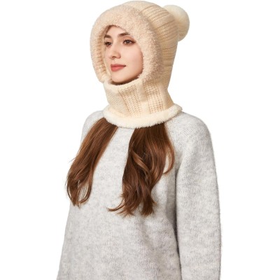 HUAMULAN Women’s Beige 3-in-1 Fleece Balaclava for Ski Snow Sports
