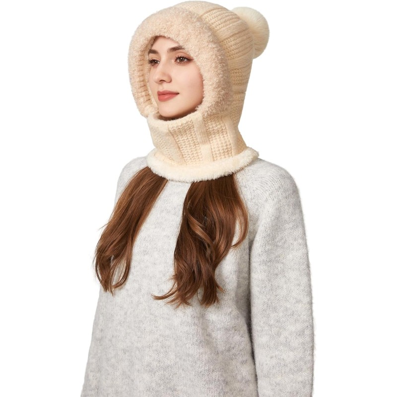 HUAMULAN Women’s Beige 3-in-1 Fleece Balaclava for Ski Snow Sports