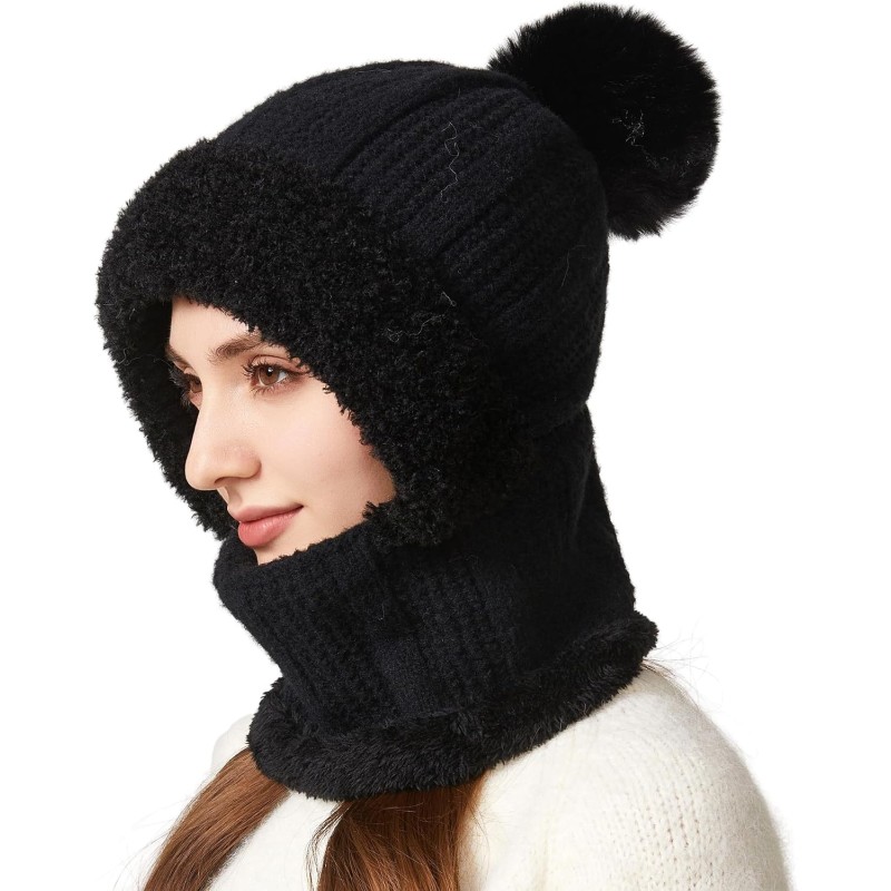 HUAMULAN Women’s Winter 3-in-1 Fleece Balaclava for Skiing HUAMULAN Women’s 3-in-1 Fleece Balaclava: Ski Snow Beanie Mask Scarf