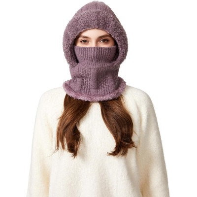 HUAMULAN Women's Purple 3-in-1 Balaclava Beanie Fleece Face Mask Ski Hat