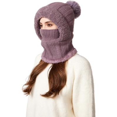 HUAMULAN Women's Purple 3-in-1 Balaclava Beanie Fleece Face Mask Ski Hat