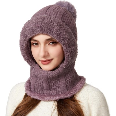 HUAMULAN Women's Purple 3-in-1 Balaclava Beanie Fleece Face Mask Ski Hat
