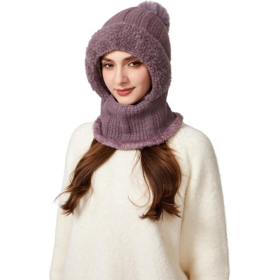 HUAMULAN Women's Purple 3-in-1 Balaclava Beanie Fleece Face Mask Ski Hat