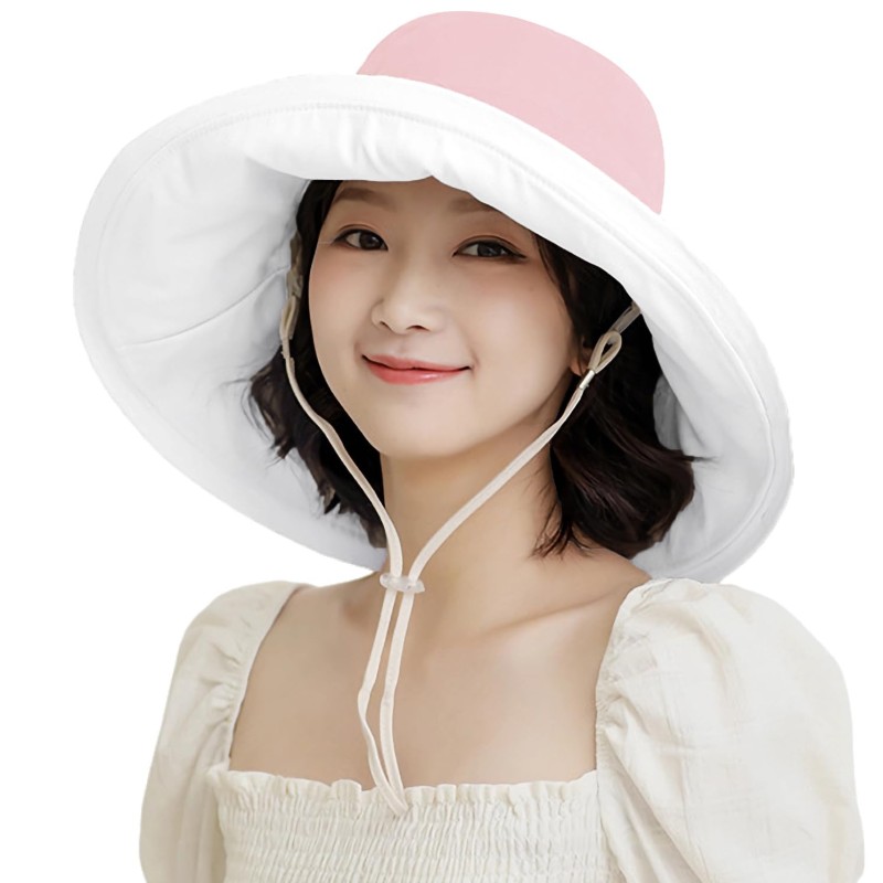 HUAMULAN Women's Pink Floral Reversible Bucket Hat with UV Protection