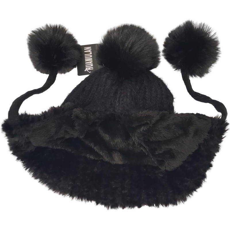 HUAMULAN Women's Winter Sherpa Beanie Ski Hat HUAMULAN women's winter sherpa beanie with ear flaps and pom pom