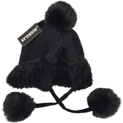 HUAMULAN Women's Winter Sherpa Beanie Ski Hat HUAMULAN women's winter sherpa beanie with ear flaps and pom pom