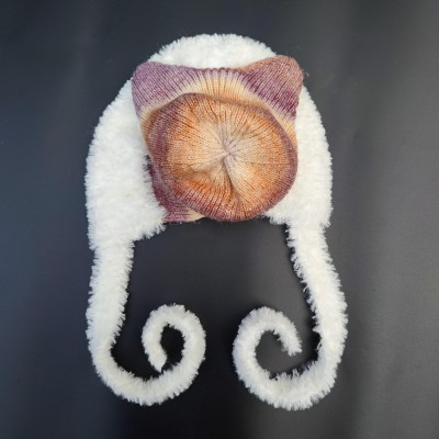 HUAMULAN Women's Winter Knit Sherpa Beanie Ski Hat HUAMULAN Women's Khaki White Sherpa Beanie with Braid and Ear Flaps