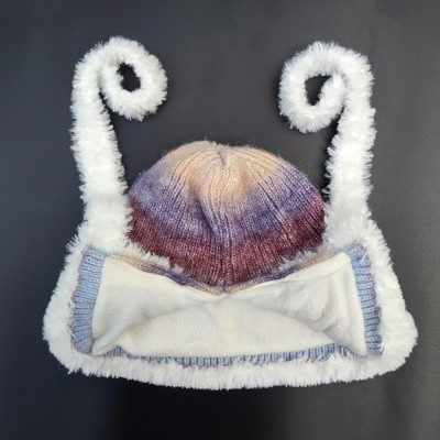 HUAMULAN Women's Winter Sherpa Beanie Ear Flap Knit Hat HUAMULAN Women's Purple White Sherpa Beanie with Ear Flaps, Ponytail-Friendly Ski Hat