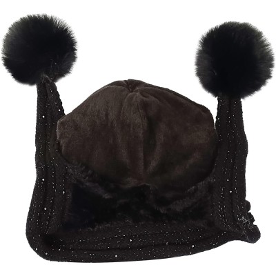 HUAMULAN Women's Sherpa Beanie Ski Snow Hat HUAMULAN Women's Winter Sherpa Beanie with Ear Flaps and Pom Poms