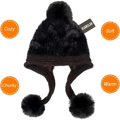 HUAMULAN Women's Sherpa Beanie Ski Snow Hat HUAMULAN Women's Winter Sherpa Beanie with Ear Flaps and Pom Poms