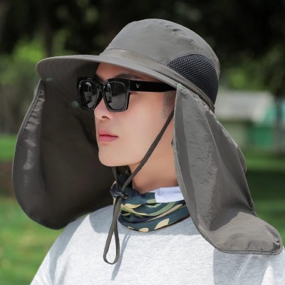 HUAMULAN UPF 50+ sun hat with neck flap for hiking fishing safari