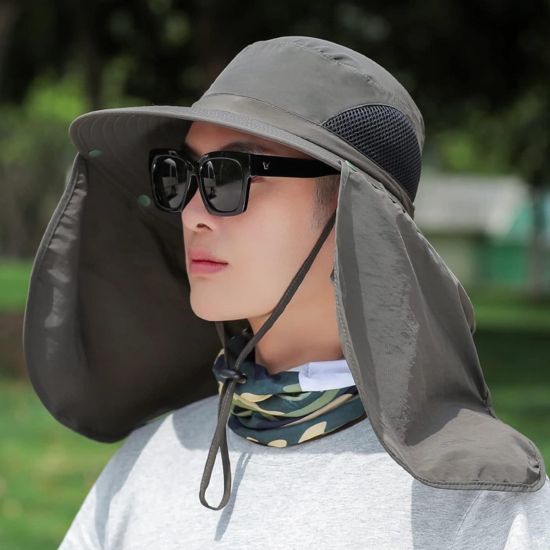 HUAMULAN UPF 50+ sun hat with neck flap for hiking fishing safari