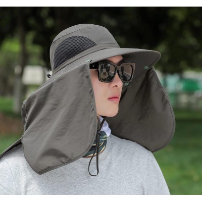 HUAMULAN UPF 50+ sun hat with neck flap for hiking fishing safari