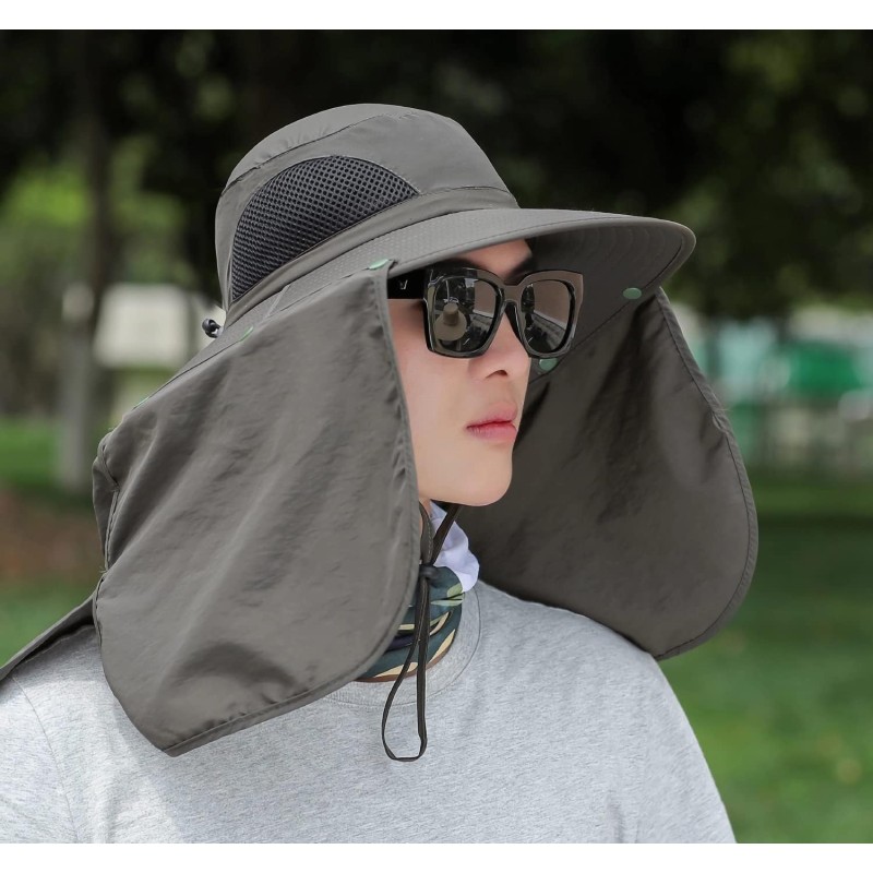 HUAMULAN UPF 50+ sun hat with neck flap for hiking fishing safari