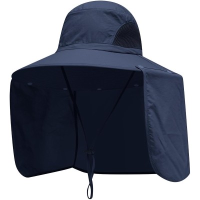 HUAMULAN UPF 50+ Large Brim Sun Hat with Neck Flap HUAMULAN UPF 50+ sun hat navy one size with neck flap for hiking fishing