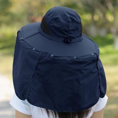HUAMULAN UPF 50+ Large Brim Sun Hat with Neck Flap HUAMULAN UPF 50+ sun hat navy one size with neck flap for hiking fishing