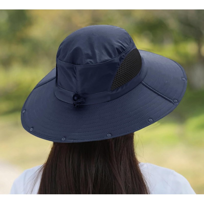 HUAMULAN UPF 50+ Large Brim Sun Hat with Neck Flap HUAMULAN UPF 50+ sun hat navy one size with neck flap for hiking fishing