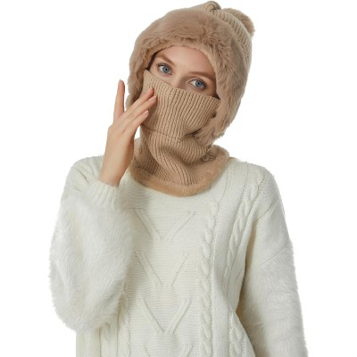 Women’s One-Piece Balaclava Fleece Beanie Hat Ski Gear Women’s One-Piece Fleece Balaclava Beanie Hat for Skiing in Winter