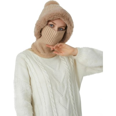 Women’s One-Piece Balaclava Fleece Beanie Hat Ski Gear Women’s One-Piece Fleece Balaclava Beanie Hat for Skiing in Winter