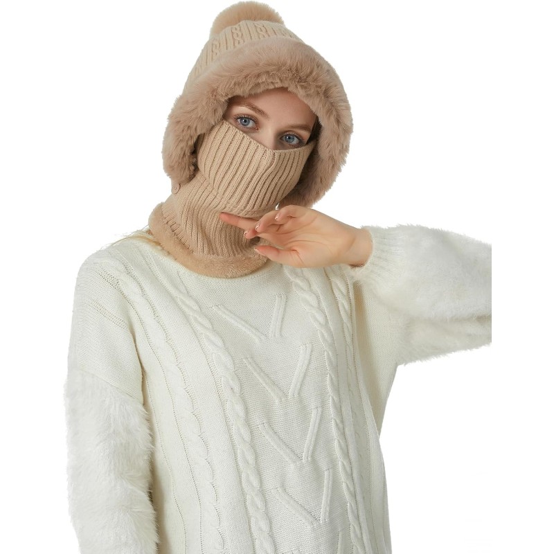 Women’s One-Piece Balaclava Fleece Beanie Hat Ski Gear Women’s One-Piece Fleece Balaclava Beanie Hat for Skiing in Winter
