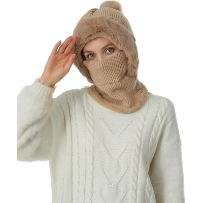 Women’s One-Piece Balaclava Fleece Beanie Hat Ski Gear Women’s One-Piece Fleece Balaclava Beanie Hat for Skiing in Winter