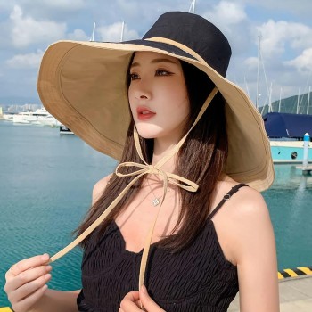 Women's Reversible Wide Brim Sun Hat – UV Protection, Foldable & Adjustable for Beach, Travel & Outdoor Adventures