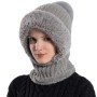 Women's Winter Beanie & Balaclava Set – Fleece-Lined Knit Ski Mask with Pompom & Faux Fur