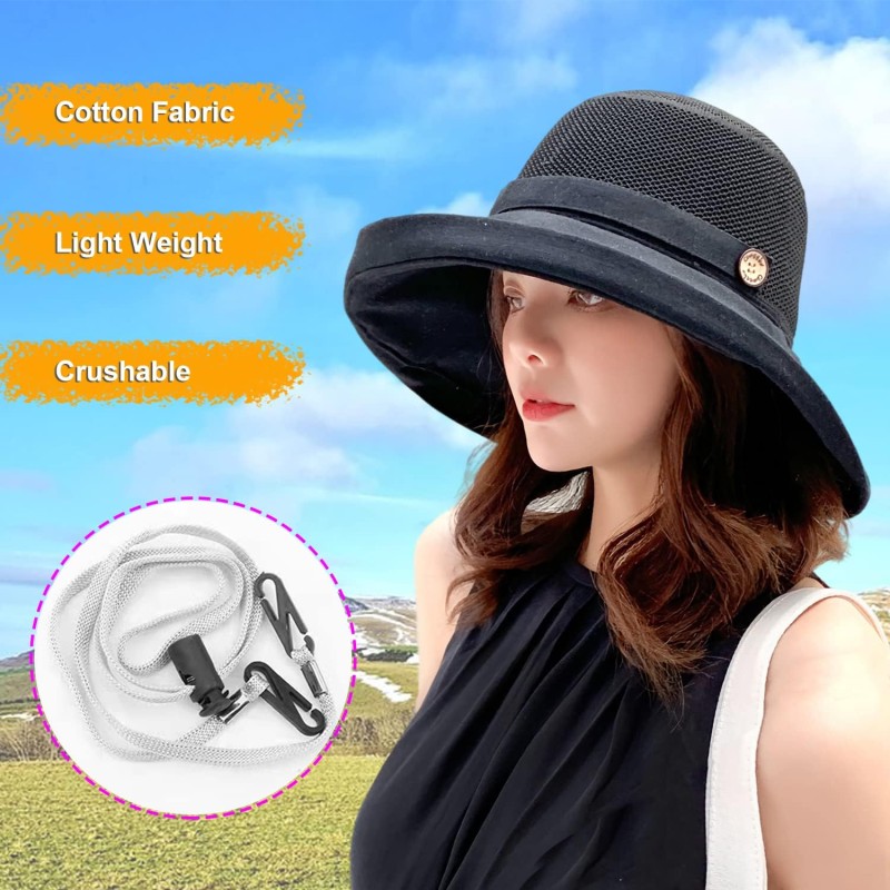 Women's wide brim sun hat with mesh crown, UV protection, shapable wired edge