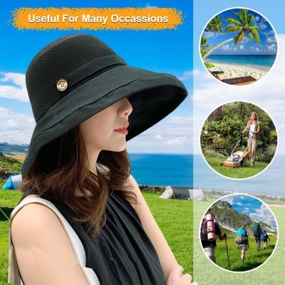 Women's wide brim sun hat with mesh crown, UV protection, shapable wired edge
