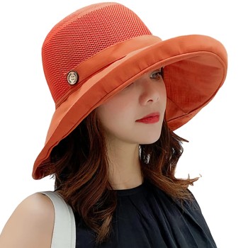 Women's Wide Brim Sun Hat - UV Protection, Breathable Mesh, Adjustable Wired Brim with Chin Strap for Beach, Hiking, Summer
