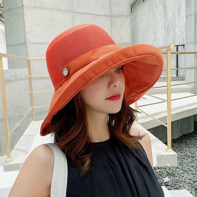 Women's wide brim sun hat with UV protection, breathable mesh, and chin strap for beach and hiking