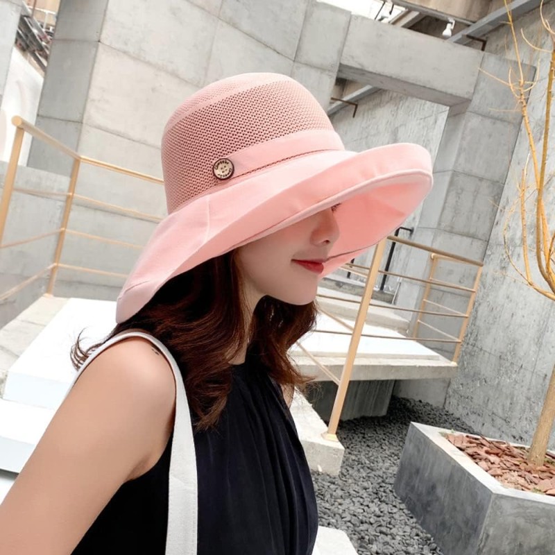 Women's wide brim sun hat with UV protection, mesh wired edge, and chin strap for beach and fishing