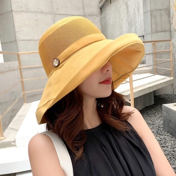 Women's Wide Brim Sun Hat UV Protection Breathable Mesh Adjustable Summer Beach Fishing Hiking Hat Chin Strap