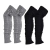 HUAMULAN Women's Bohemian Knit Crochet Over Knee Warmers Winter Anti-slip Boot Cuffs Black Gray