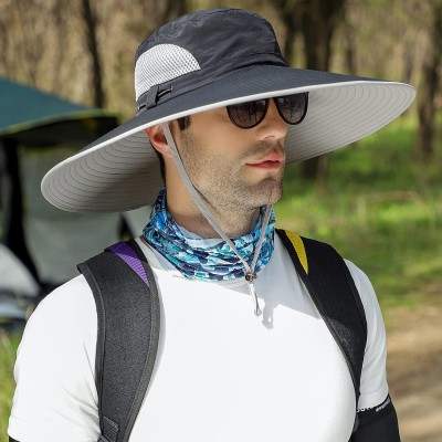 6 Inch Super Wide Brim Sun Hat - Unisex Bucket Hat 6 inch super wide brim unisex bucket sun hat for fishing hiking outdoor