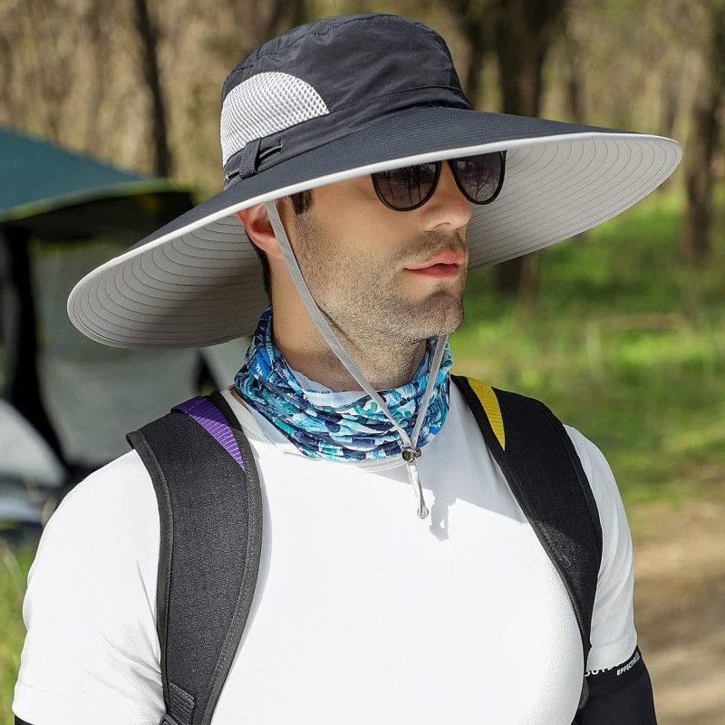 6 Inch Super Wide Brim Sun Hat - Unisex Bucket Hat 6 inch super wide brim unisex bucket sun hat for fishing hiking outdoor
